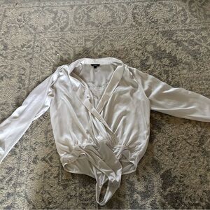 Elegant White Wrap Bodysuit